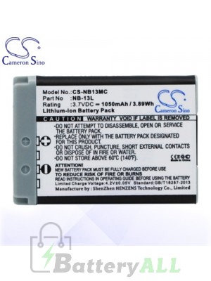 CS Battery for Canon NB-13L / Canon Powershot SX720HS Battery 1050mah CA-NB13MC