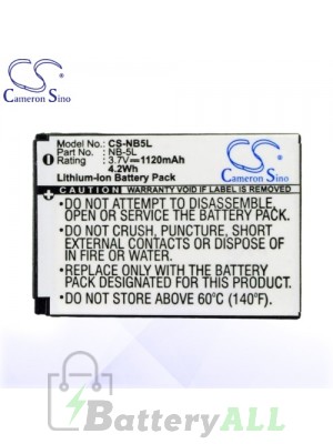 CS Battery for Canon Digital Ixus 90 IS / 900 IS / 900 Ti Battery 1120mah CA-NB5L