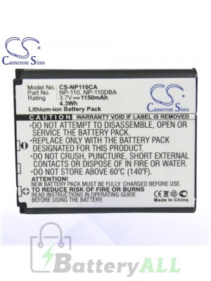 CS Battery for Casio Exilim Zoom EX-Z2000PK / EX-Z2000RD Battery 1150mah CA-NP110CA