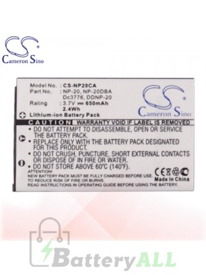 CS Battery for Casio Exilim EX-Z75PK / EX-Z75SR / Zoom EX-Z60 Battery 650mah CA-NP20CA