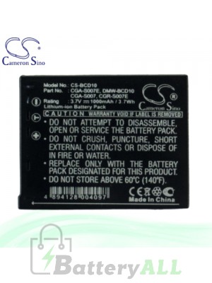 CS Battery for Panasonic Lumix DMC-TZ3EG-K / DMC-TZ3EG-S Battery 1000mah CA-BCD10