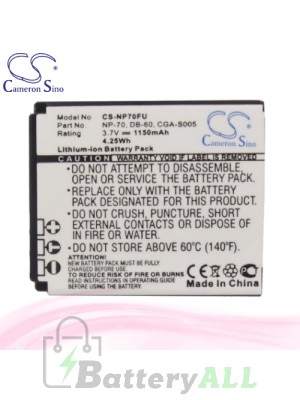 CS Battery for Panasonic Lumix DMC-FX01EG-K / DMC-FX01EG-S Battery 1150mah CA-NP70FU