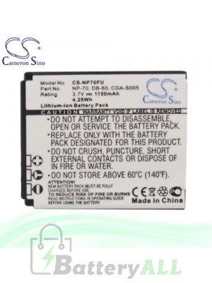 CS Battery for Panasonic Lumix DMC-FX8S / DMC-FX3S / DMC-FX8 Battery 1150mah CA-NP70FU