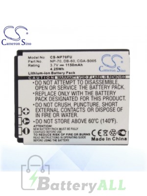 CS Battery for Panasonic Lumix DMC-LX2 / DMC-LX2EF-S Battery 1150mah CA-NP70FU