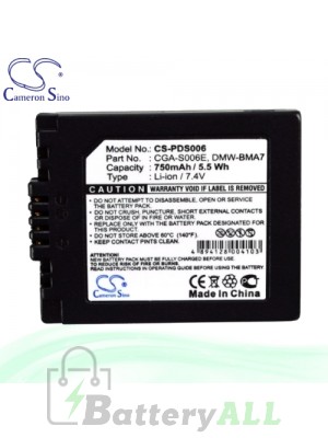 CS Battery for Panasonic Lumix DMC-FZ28EF-K / DMC-FZ28EF-S Battery 750mah CA-PDS006