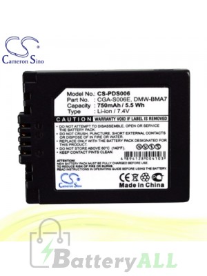 CS Battery for Panasonic Lumix DMC-FZ50EB-S / DMC-FZ50EE-K Battery 750mah CA-PDS006