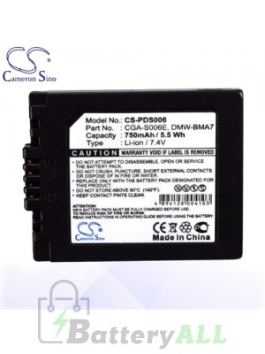 CS Battery for Panasonic Lumix DMC-FZ7BB / DMC-FZ7BS Battery 750mah CA-PDS006