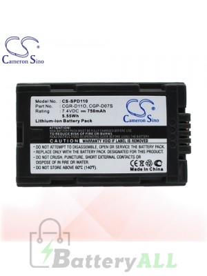 CS Battery for Panasonic PV-BP8 / PV-DV100 / PV-DV200 Battery 750mah CA-SPD110