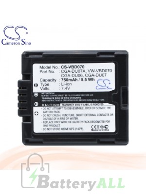 CS Battery for Panasonic NV-GS28GK / NV-GS308GK / NV-GS50AW Battery 750mah CA-VBD070