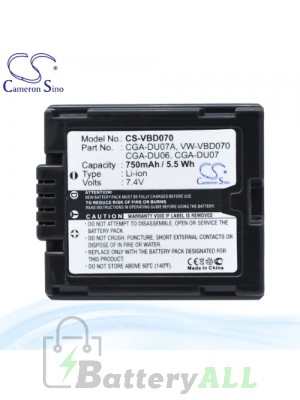 CS Battery for Panasonic NV-GS408GK / NV-GS40B / NV-GS50A-S Battery 750mah CA-VBD070