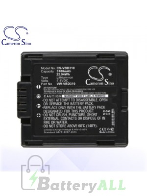 CS Battery for Panasonic NV-GS100K / NV-GS120K / NV-GS180 Battery 3100mah CA-VBD310