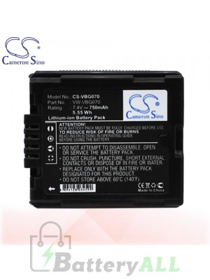 CS Battery for Panasonic SDR-H280 / SS100 / SD100 / VDR-D210 Battery 750mah CA-VBG070