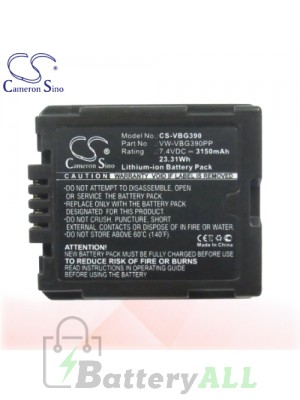 CS Battery for Panasonic HDC-TM300 / HDC-TM300K / HDC-TM300P Battery 3150mah CA-VBG390