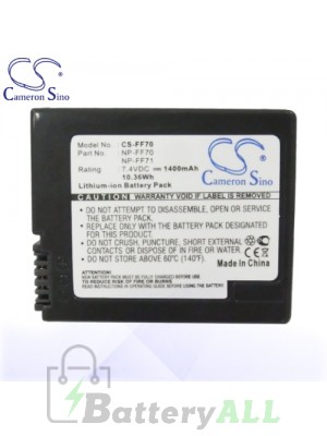 CS Battery for Sony DCR-DVD101 / DCR-DVD200 / DCR-DVD201 Battery 1400mah CA-FF70