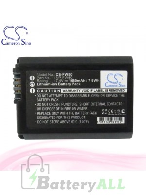 CS Battery for Sony NEX-3KS / NEX-3N / NEX-3NL / NEX-3NL/W Battery 1080mah CA-FW50