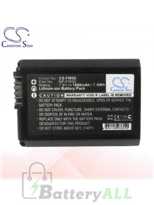 CS Battery for Sony NEX-5NKS / NEX-5NYB / NEX-5R / NEX-5RB Battery 1080mah CA-FW50