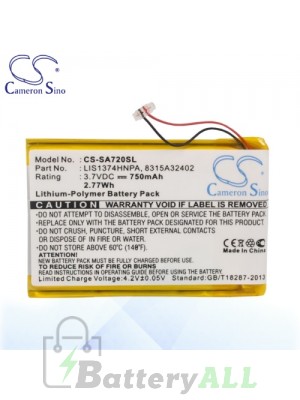 CS Battery for Sony NWZ-S738 / NWZ-S738FBNC Battery SA720SL