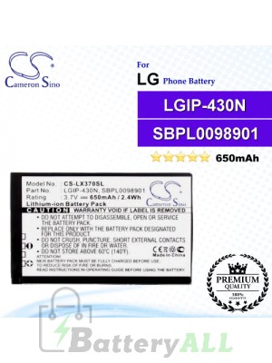 CS-LX370SL For LG Phone Battery Model LGIP-430N / SBPL0098901