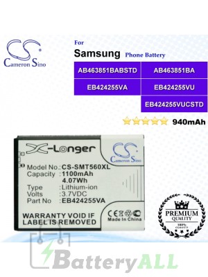 CS-SMT560XL For Samsung Phone Battery Model AB463851BA / AB463851BABSTD / EB424255VA / EB424255VU / EB424255VUCSTD