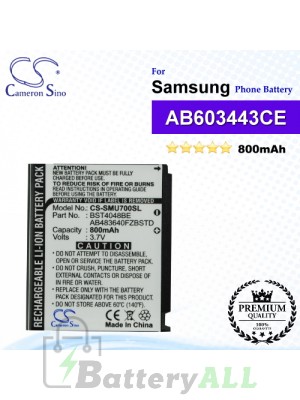 CS-SMU700SL For Samsung Phone Battery Model AB483640CU / AB603443CE / AB603443CUCSTD