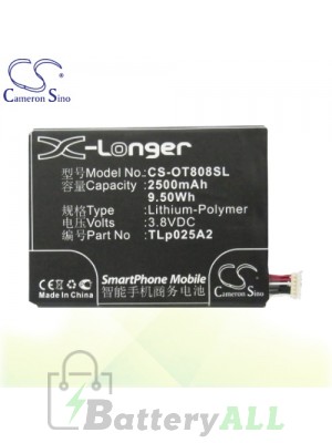 CS Battery for Alcatel OT-8008 / OT-8008D / OT-8008X Battery PHO-OT808SL