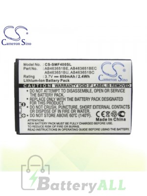 CS Battery for Samsung GT-S5511 / GT-S5511T / GT-S5560 / GT-S5600 Battery PHO-SMF400SL